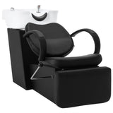 NNEVL Salon Shampoo Chair with Washbasin Black and White Faux Leather