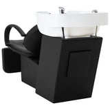 NNEVL Salon Shampoo Chair with Washbasin Black and White Faux Leather