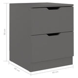 NNEVL Bedside Cabinet Grey 40x40x50 cm Chipboard