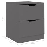 NNEVL Bedside Cabinets 2 pcs Grey 40x40x50 cm Chipboard