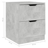 NNEVL Bedside Cabinets 2 pcs Concrete Grey 40x40x50 cm Chipboard