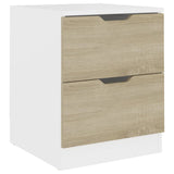 NNEVL Bedside Cabinet White & Sonoma Oak 40x40x50 cm Chipboard