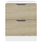 NNEVL Bedside Cabinet White & Sonoma Oak 40x40x50 cm Chipboard