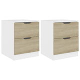 NNEVL Bedside Cabinets 2 pcs White & Sonoma Oak 40x40x50 cm Chipboard