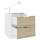 NNEVL Bedside Cabinets 2 pcs White & Sonoma Oak 40x40x50 cm Chipboard