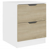 NNEVL Bedside Cabinets 2 pcs White & Sonoma Oak 40x40x50 cm Chipboard