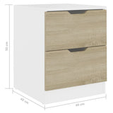 NNEVL Bedside Cabinets 2 pcs White & Sonoma Oak 40x40x50 cm Chipboard