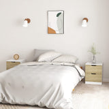 NNEVL Bedside Cabinets 2 pcs White & Sonoma Oak 40x40x50 cm Chipboard