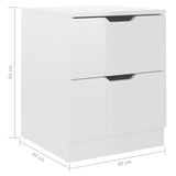 NNEVL Bedside Cabinets 2 pcs High Gloss White 40x40x50 cm Chipboard