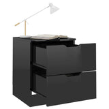 NNEVL Bedside Cabinets 2 pcs High Gloss Black 40x40x50 cm Chipboard