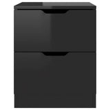 NNEVL Bedside Cabinets 2 pcs High Gloss Black 40x40x50 cm Chipboard