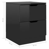 NNEVL Bedside Cabinets 2 pcs High Gloss Black 40x40x50 cm Chipboard