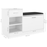 NNEVL Shoe Bench White 94.5x31x57 cm Chipboard