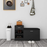 NNEVL Shoe Bench Black 94.5x31x57 cm Chipboard