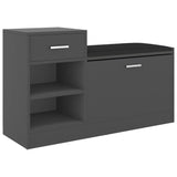 NNEVL Shoe Bench Grey 94.5x31x57 cm Chipboard