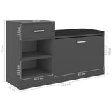 NNEVL Shoe Bench Grey 94.5x31x57 cm Chipboard