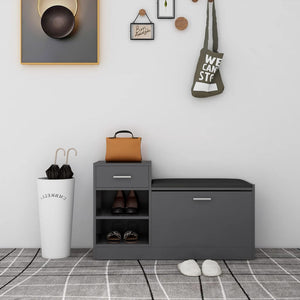 NNEVL Shoe Bench Grey 94.5x31x57 cm Chipboard