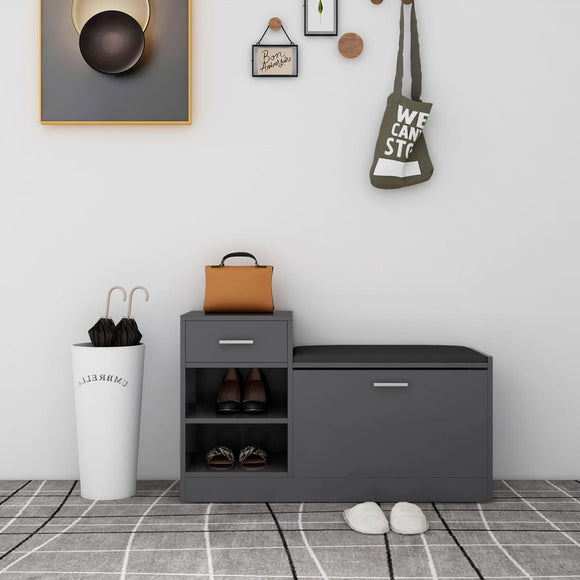 NNEVL Shoe Bench Grey 94.5x31x57 cm Chipboard