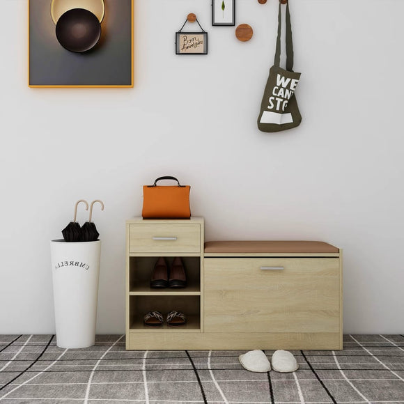 NNEVL Shoe Bench Sonoma Oak 94.5x31x57 cm Chipboard