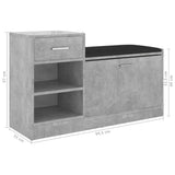 NNEVL Shoe Bench Concrete Grey 94.5x31x57 cm Chipboard