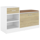 NNEVL Shoe Bench White and Sonoma Oak 94.5x31x57 cm Chipboard