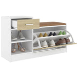 NNEVL Shoe Bench White and Sonoma Oak 94.5x31x57 cm Chipboard