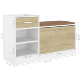 NNEVL Shoe Bench White and Sonoma Oak 94.5x31x57 cm Chipboard
