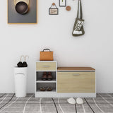 NNEVL Shoe Bench White and Sonoma Oak 94.5x31x57 cm Chipboard