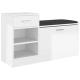 NNEVL Shoe Bench High Gloss White 94.5x31x57 cm Chipboard
