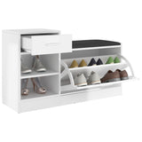 NNEVL Shoe Bench High Gloss White 94.5x31x57 cm Chipboard