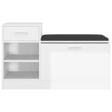 NNEVL Shoe Bench High Gloss White 94.5x31x57 cm Chipboard