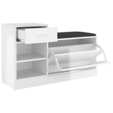 NNEVL Shoe Bench High Gloss White 94.5x31x57 cm Chipboard