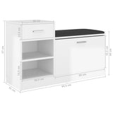 NNEVL Shoe Bench High Gloss White 94.5x31x57 cm Chipboard