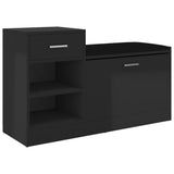 NNEVL Shoe Bench High Gloss Black 94.5x31x57 cm Chipboard