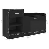 NNEVL Shoe Bench High Gloss Black 94.5x31x57 cm Chipboard
