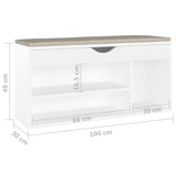 NNEVL Shoe Bench with Cushion White 104x30x49 cm Chipboard