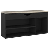 NNEVL Shoe Bench with Cushion Black 104x30x49 cm Chipboard