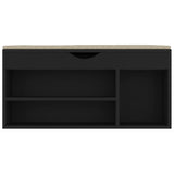 NNEVL Shoe Bench with Cushion Black 104x30x49 cm Chipboard