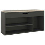 NNEVL Shoe Bench with Cushion Grey 104x30x49 cm Chipboard