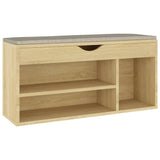 NNEVL Shoe Bench with Cushion Sonoma Oak 104x30x49 cm Chipboard