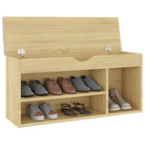 NNEVL Shoe Bench with Cushion Sonoma Oak 104x30x49 cm Chipboard