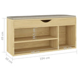 NNEVL Shoe Bench with Cushion Sonoma Oak 104x30x49 cm Chipboard