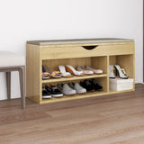 NNEVL Shoe Bench with Cushion Sonoma Oak 104x30x49 cm Chipboard