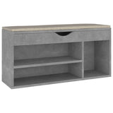 NNEVL Shoe Bench with Cushion Concrete Grey 104x30x49 cm Chipboard