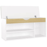 NNEVL Shoe Bench with Cushion White and Sonoma Oak 104x30x49 cm Chipboard