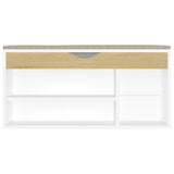 NNEVL Shoe Bench with Cushion White and Sonoma Oak 104x30x49 cm Chipboard
