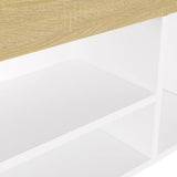 NNEVL Shoe Bench with Cushion White and Sonoma Oak 104x30x49 cm Chipboard