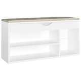 NNEVL Shoe Bench with Cushion High Gloss White 104x30x49 cm Chipboard