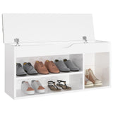 NNEVL Shoe Bench with Cushion High Gloss White 104x30x49 cm Chipboard