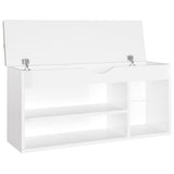 NNEVL Shoe Bench with Cushion High Gloss White 104x30x49 cm Chipboard
